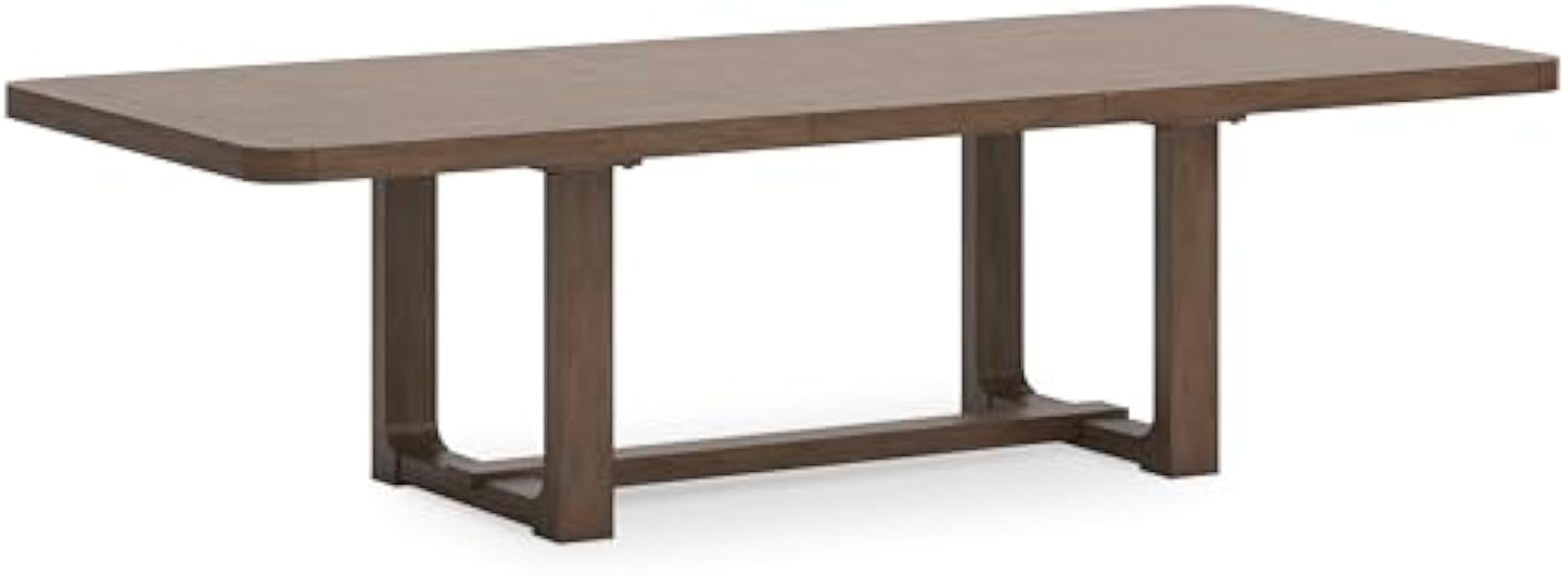 Signature Design by Ashley Cabalynn Farmhouse Dining Extension Table with 1 Removable Center Leaf, Light Brown