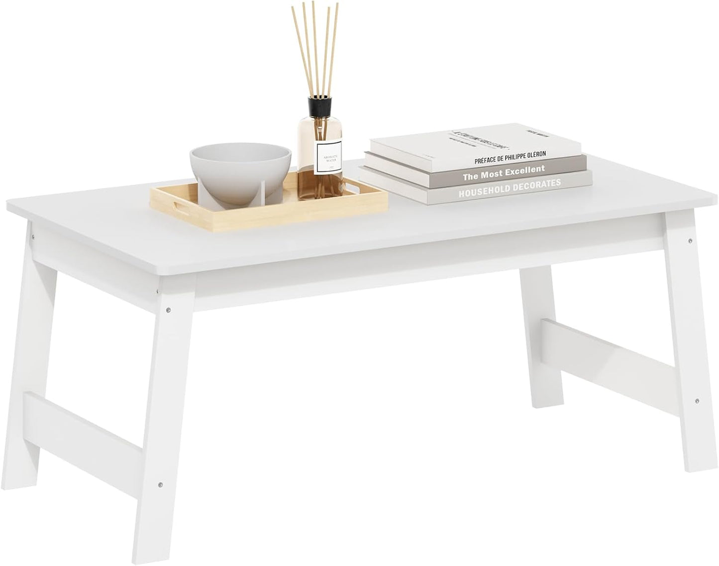 Furinno Modern Simplistic Criss-Crossed Coffee Table, 35.4 in x 19.6 in x 16 in, French Oak Grey