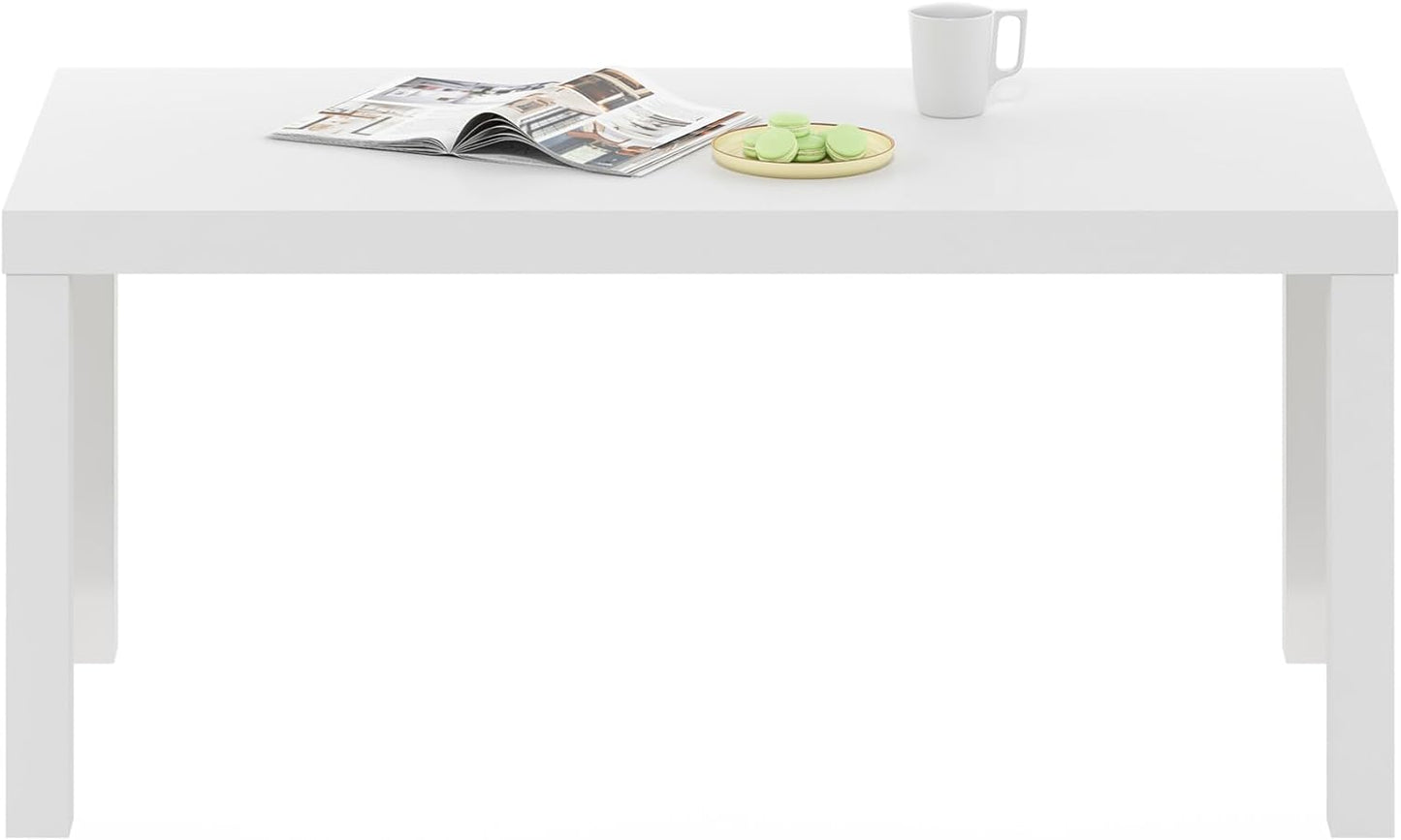 Furinno Classic Simple Coffee Table for Living Room, 38.98 (W) x 17.52 (H) x 18.9 (D) Inches, White