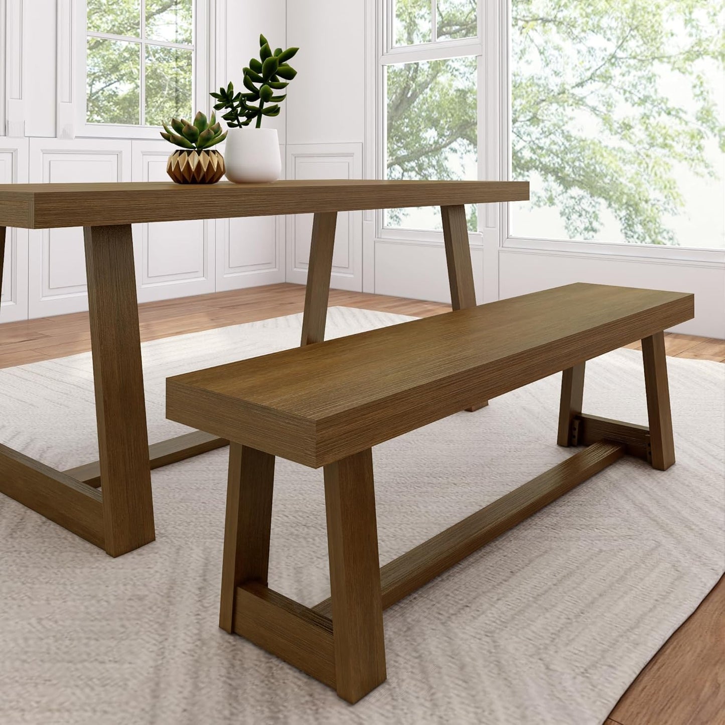 Plank+Beam 72 Inch Farmhouse Dining Table, Solid Wood Rustic Kitchen Table, Large Wooden Rectangular Dinner Table for Dining Room, Home Office, Living Room Furniture, Easy Assembly, Black Wirebrush