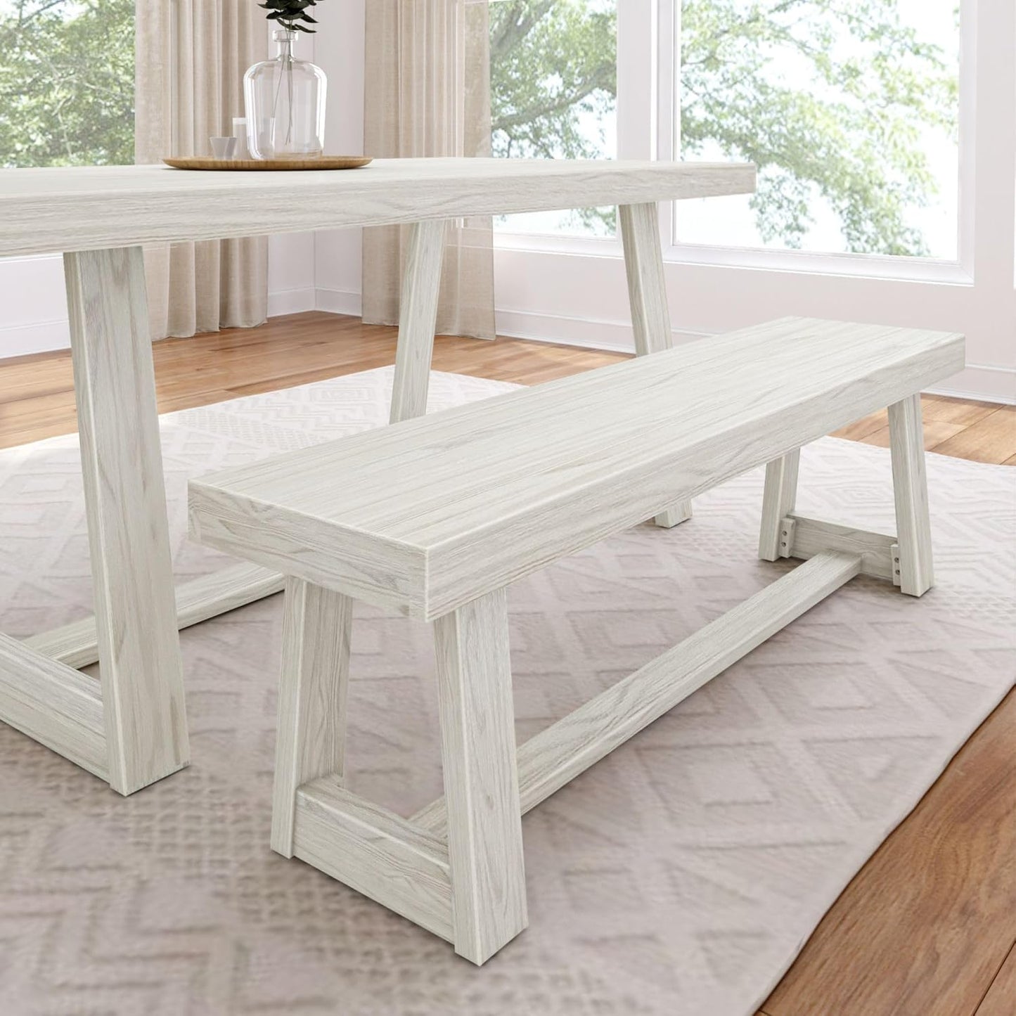 Plank+Beam 72 Inch Farmhouse Dining Table, Solid Wood Rustic Kitchen Table, Large Wooden Rectangular Dinner Table for Dining Room, Home Office, Living Room Furniture, Easy Assembly, Black Wirebrush