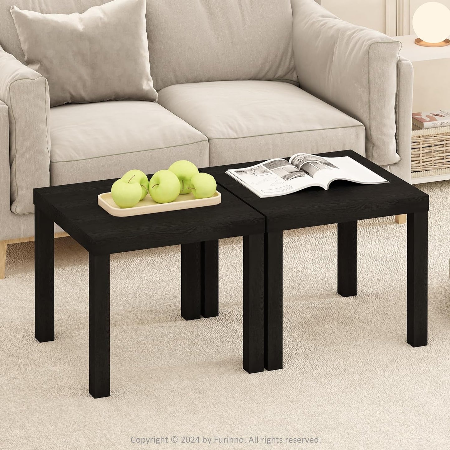 Furinno Classic Simple Coffee Table for Living Room, 38.98 (W) x 17.52 (H) x 18.9 (D) Inches, White