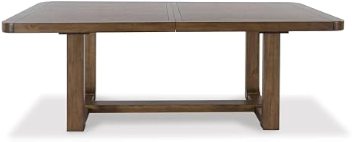 Signature Design by Ashley Cabalynn Farmhouse Dining Extension Table with 1 Removable Center Leaf, Light Brown