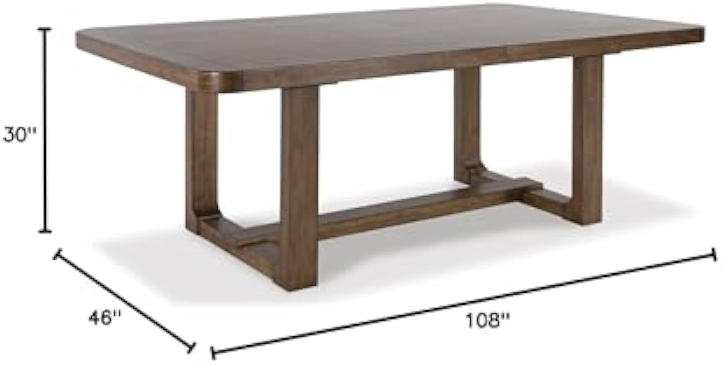 Signature Design by Ashley Cabalynn Farmhouse Dining Extension Table with 1 Removable Center Leaf, Light Brown