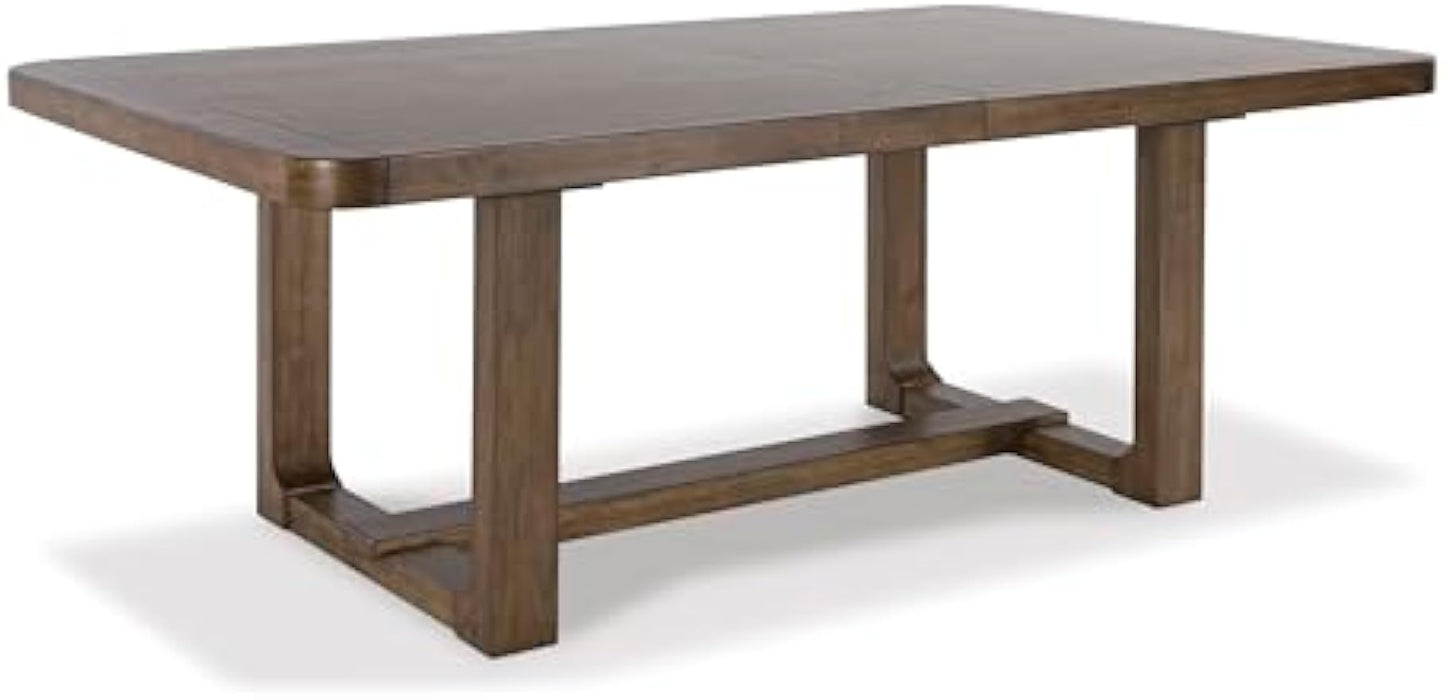 Signature Design by Ashley Cabalynn Farmhouse Dining Extension Table with 1 Removable Center Leaf, Light Brown
