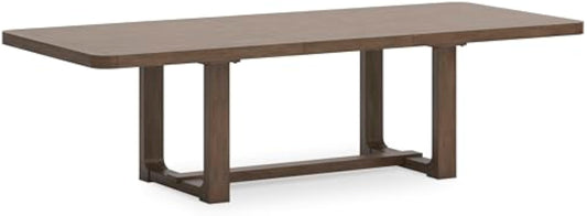 Signature Design by Ashley Cabalynn Farmhouse Dining Extension Table with 1 Removable Center Leaf, Light Brown