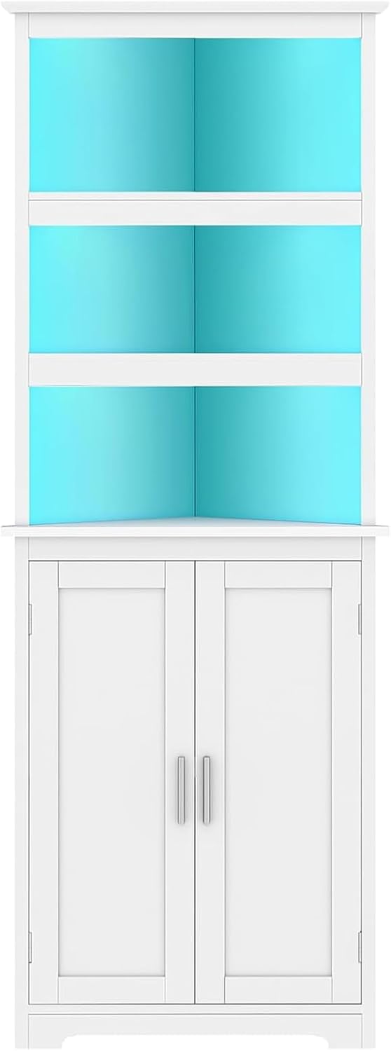 Tall Bathroom Cabinet with 2 Doors & 1 Drawer, Narrow Bathroom Storage Cabinet with Adjustable Shelves, for Living Room, Entryway, Kitchen, Forest Green