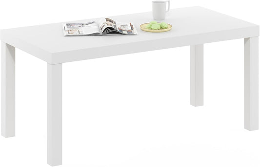 Furinno Classic Simple Coffee Table for Living Room, 38.98 (W) x 17.52 (H) x 18.9 (D) Inches, White