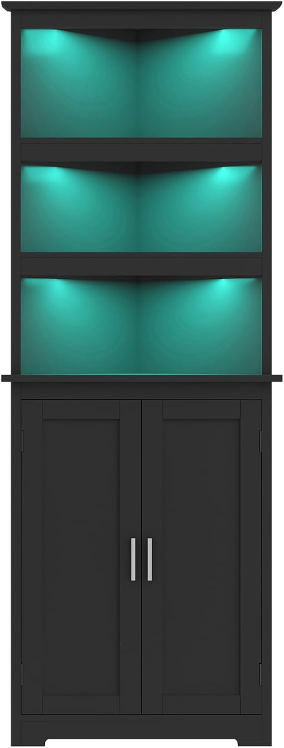 Tall Bathroom Cabinet with 2 Doors & 1 Drawer, Narrow Bathroom Storage Cabinet with Adjustable Shelves, for Living Room, Entryway, Kitchen, Forest Green