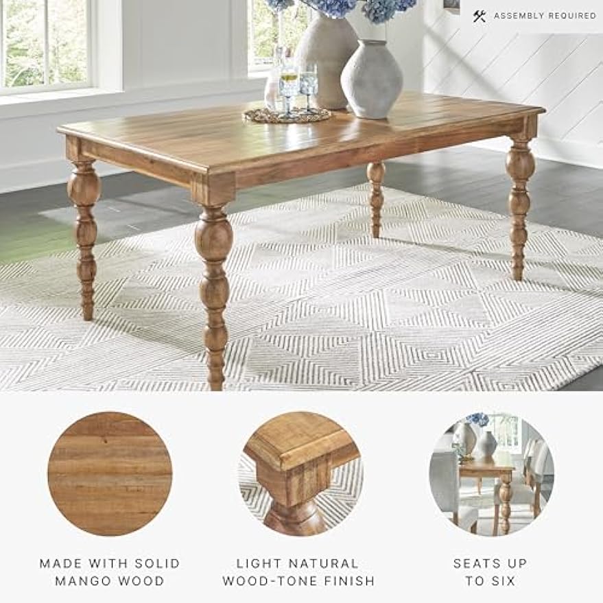 Signature Design by Ashley Rybergston Casual Dining Table with 4 Legs, Light Brown