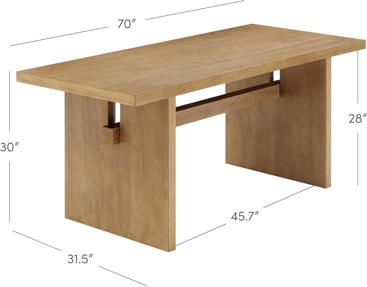 Nathan James Briggs Modern Dining Table for 6, Small Rectangle Dining Table, Solid Wood in Light Brown Finish