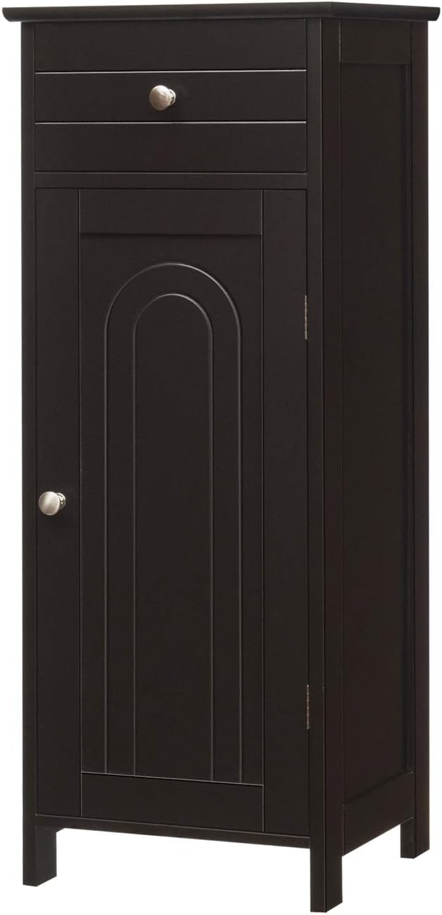 GLACER Floor Storage Cabinet, Multifunctional Bathroom Storage Cabinet with 2 Adjustable Shelves, Ideal for Bathroom, Living Room, 14 x 12 x 34.5 inches (White)