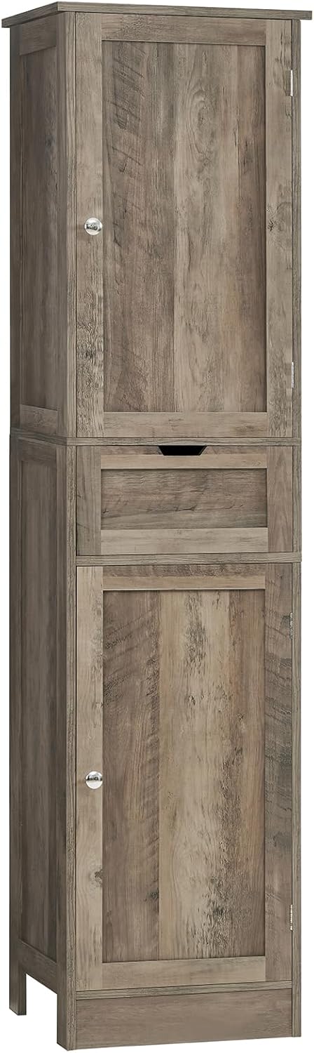 Tall Bathroom Cabinet with 2 Doors & 1 Drawer, Narrow Bathroom Storage Cabinet with Adjustable Shelves, for Living Room, Entryway, Kitchen, Forest Green
