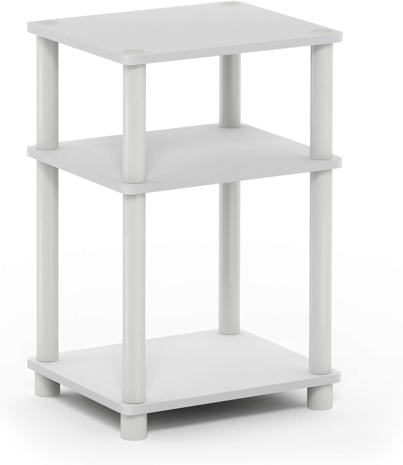 Furinno Just 3-Tier Turn-N-Tube End Table / Side Table / Night Stand / Bedside Table with Plastic Poles, 1-Pack, French Oak Grey/Black