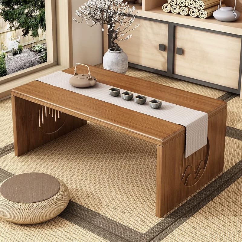 Japanese Folding Coffee Table Foldable Floor Table Bamboo Low Table Tables No Assembly Unique Portable for Sitting on The Floor Tea Room Tatami Dining 31.5 Inch