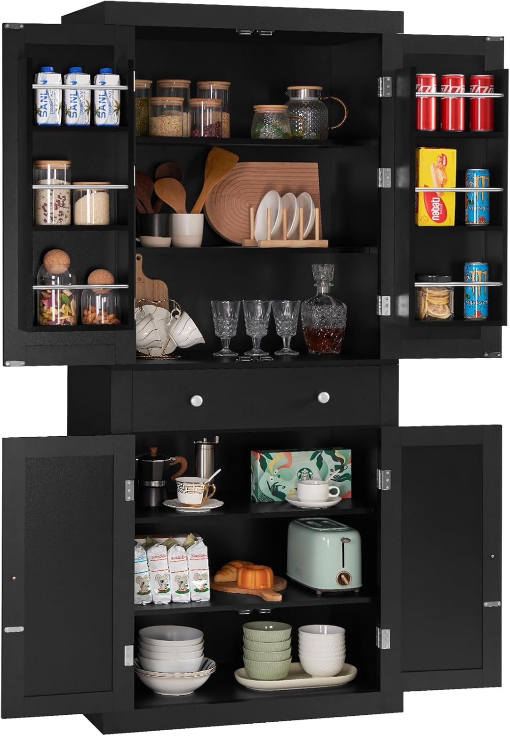 Tall Bathroom Cabinet with 2 Doors & 1 Drawer, Narrow Bathroom Storage Cabinet with Adjustable Shelves, for Living Room, Entryway, Kitchen, Forest Green