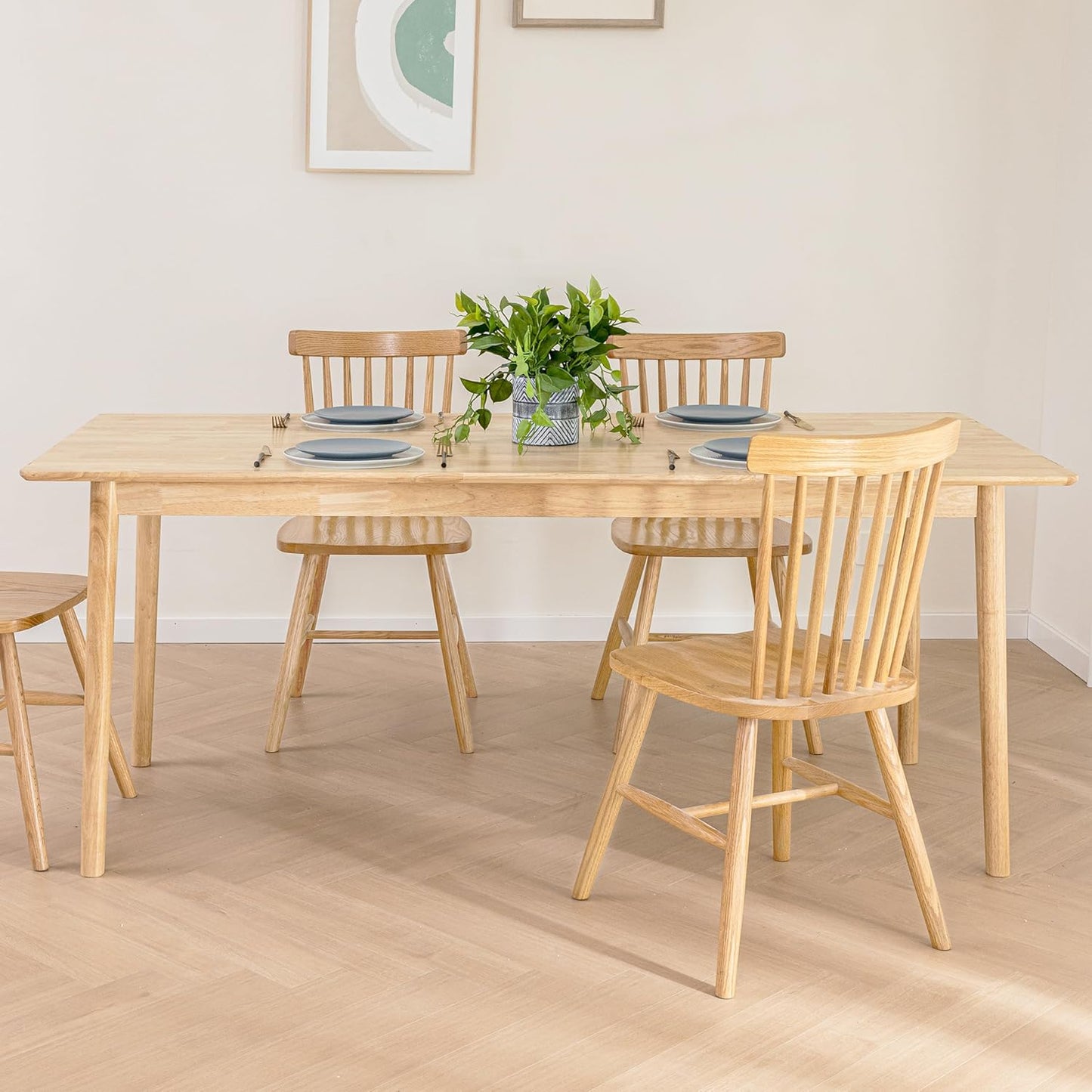 DELAVIN 47.2" Solid Wood Dining Table, Mid Century Modern Wooden Kitchen Table, Farmhouse Dining Room Table, Easy Assembly, Walnut, 47.2" L x 29.5" W