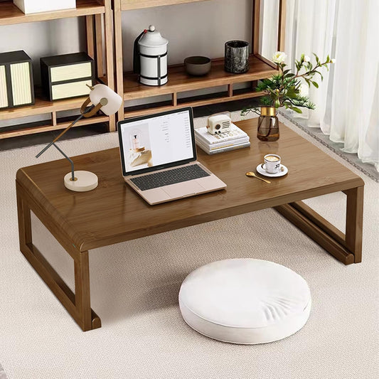 Japanese Floor Table Tea Table Low Coffee Table Bamboo Versatile Folding Design for Tatami Home,Office,Living Room (Walnut, 47.24" Dx 19.68" W x11.8 H)