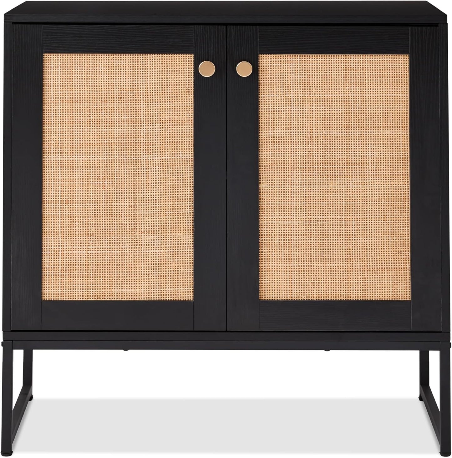 Best Choice Products 2-Door Rattan Storage Cabinet, Accent Furniture, Multifunctional Cupboard for Living Room, Hallway, Kitchen, Sideboard, Buffet Table w/Non-Scratch Foot Pads - Natural