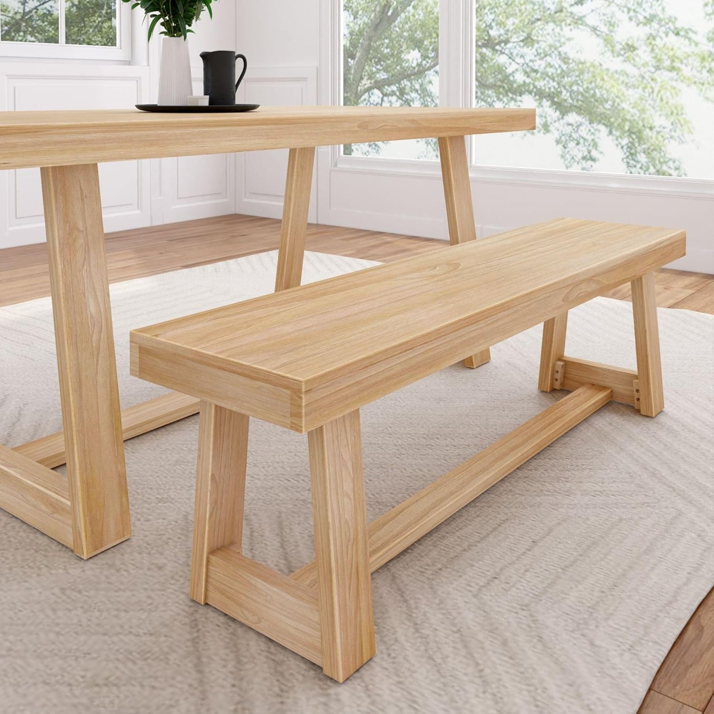 Plank+Beam 72 Inch Farmhouse Dining Table, Solid Wood Rustic Kitchen Table, Large Wooden Rectangular Dinner Table for Dining Room, Home Office, Living Room Furniture, Easy Assembly, Black Wirebrush