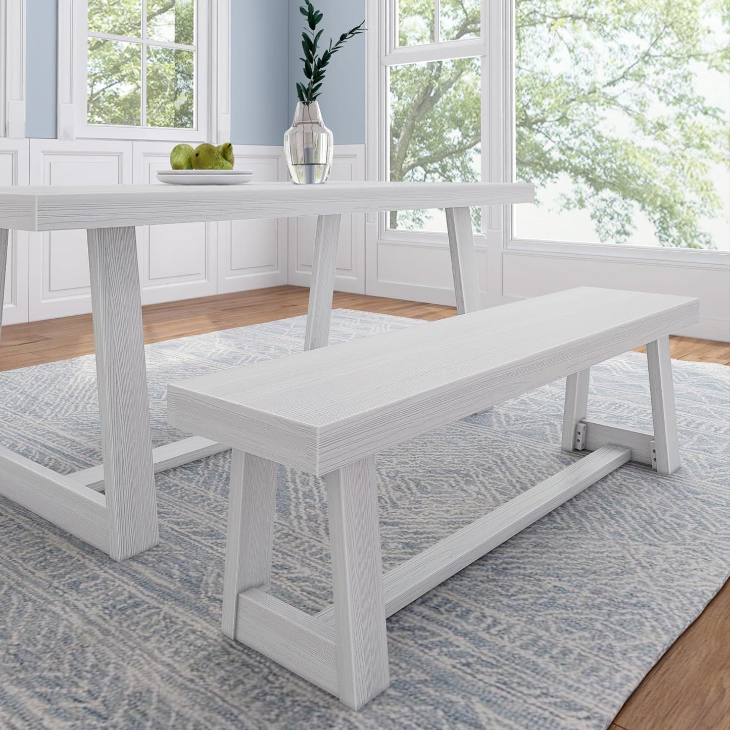 Plank+Beam 72 Inch Farmhouse Dining Table, Solid Wood Rustic Kitchen Table, Large Wooden Rectangular Dinner Table for Dining Room, Home Office, Living Room Furniture, Easy Assembly, Black Wirebrush