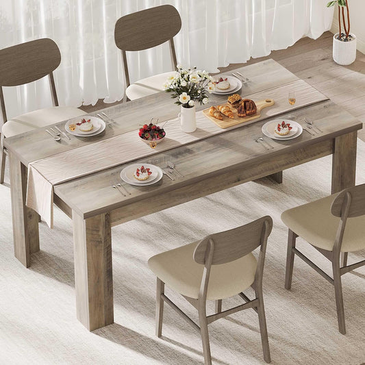 CABIHOME Dining Table for 4-6, Dining Tables, Dining Room Table with 1.18" Thickened Tabletop, Rectangular Large Kitchen Dining Table, Dinner Table for Kitchen, Dining Room, Living Room, Rustic Gray
