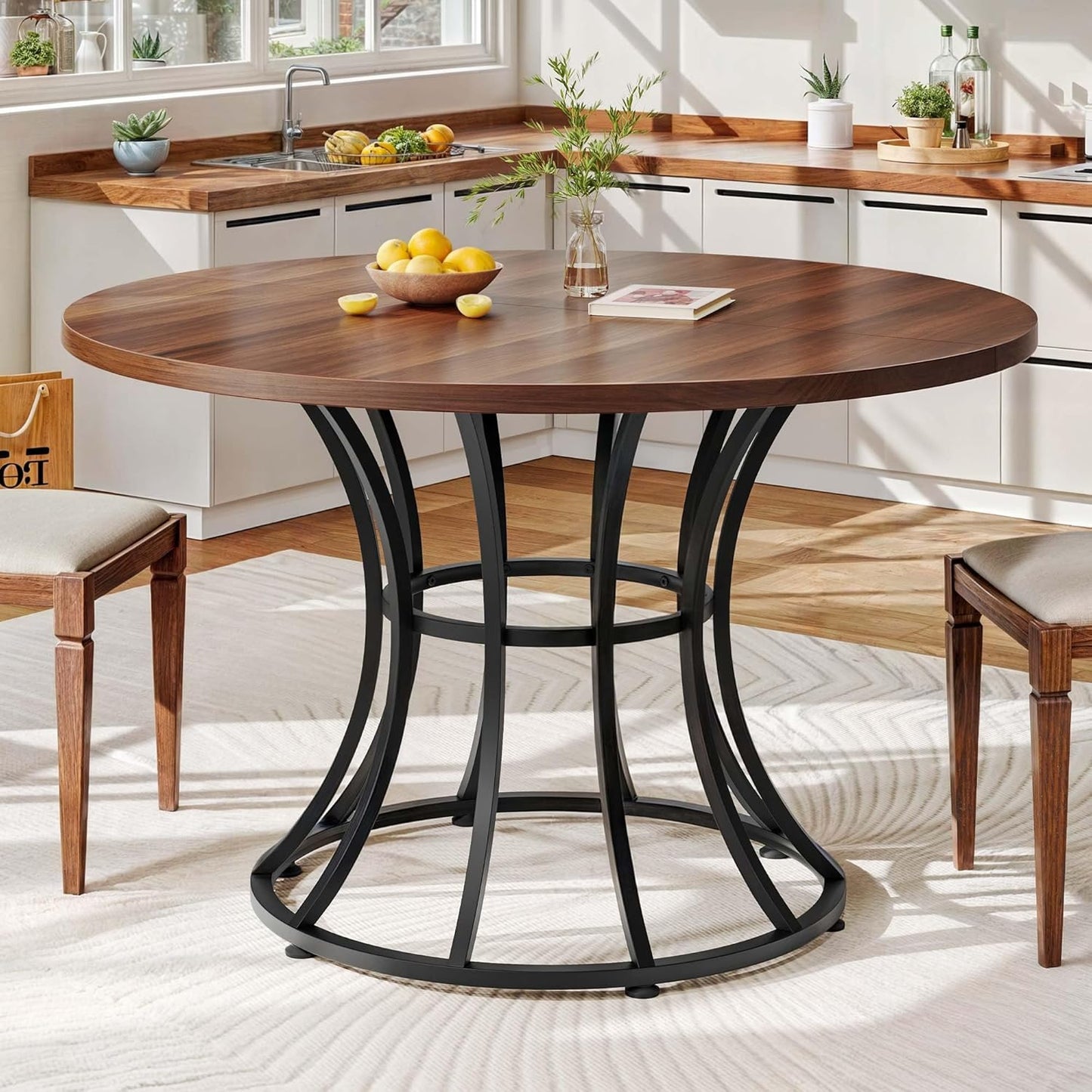 DWVO Dining Room Table 47 Inch Rectangle Dining Table for 4 People Modern Kitchen Table White Marble Dinner Table with Storage Shelf and Glod Metal Legs for Home Apartment White and Gold