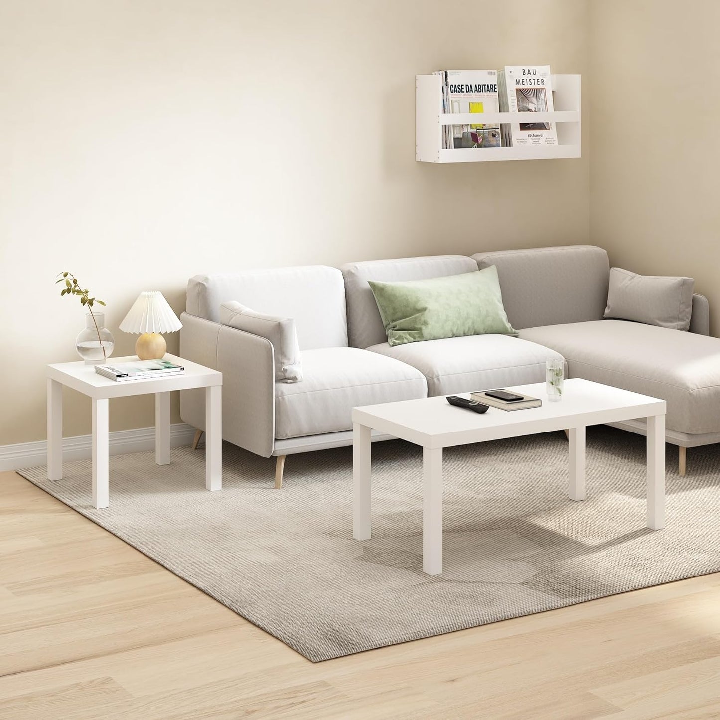 Furinno Classic Simple Coffee Table for Living Room, 38.98 (W) x 17.52 (H) x 18.9 (D) Inches, White