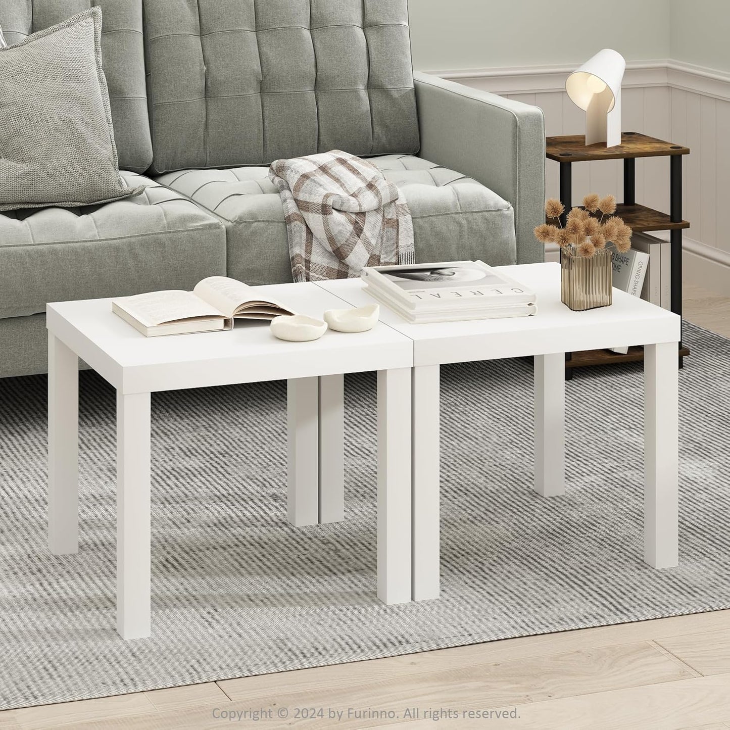 Furinno Classic Simple Coffee Table for Living Room, 38.98 (W) x 17.52 (H) x 18.9 (D) Inches, White
